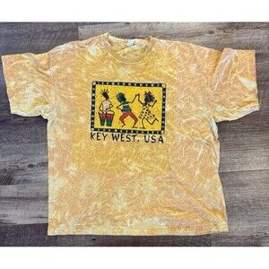 Tie Dye KEY WEST, USA T-Shirt Rasta Music Vintage 1990s 90s Souvenir SHIRT XXL